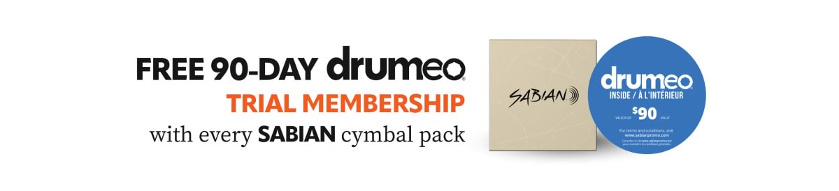 Акція Sabian + Drumeo 90-денна підписка